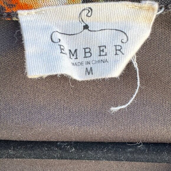 Ember Womens Floral Boho Ruched Bell Sleeves Elastic Hem Flowy Shirt Blouse M - Picture 6 of 11